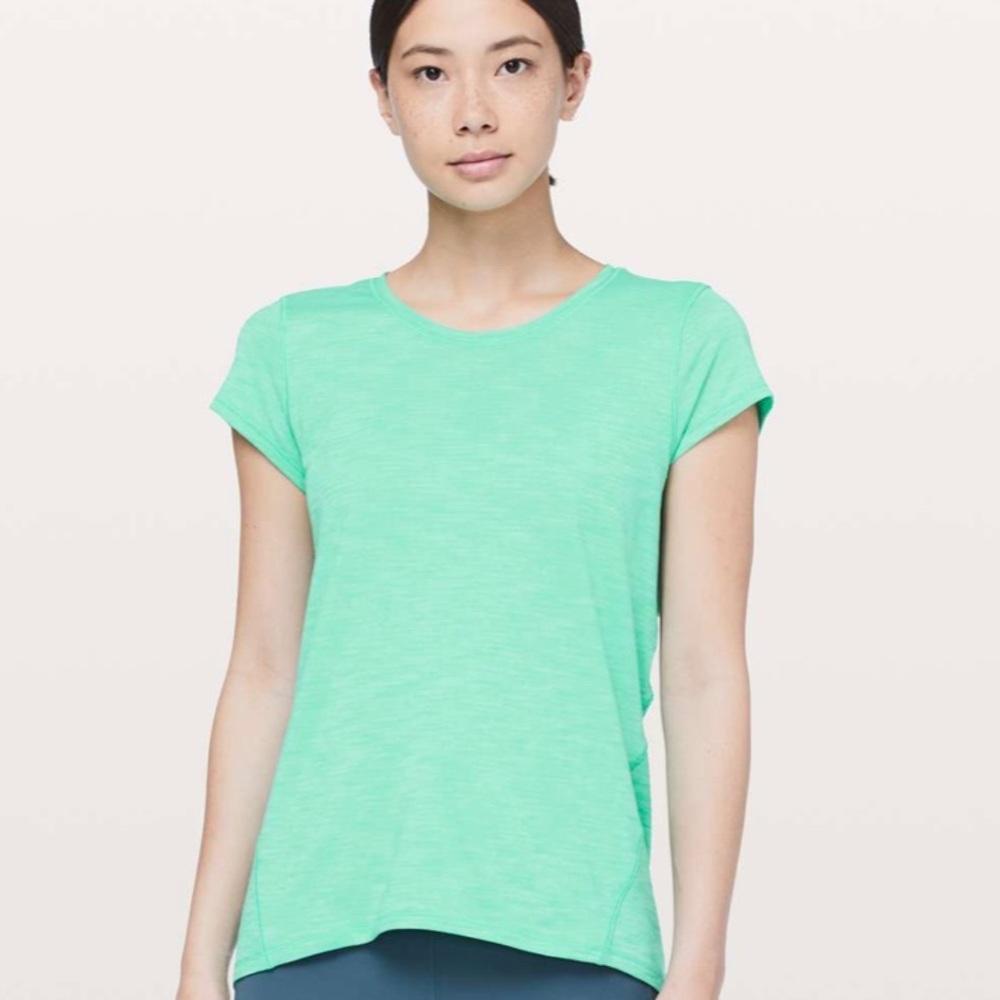 Lululemon Another mile short sleeve tee in heathered Bali breeze